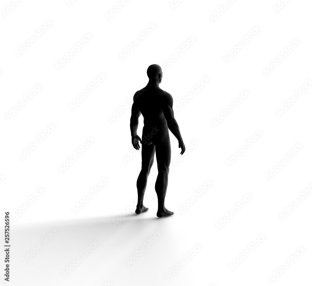 Human Man Standing With Nude Body 3D Rendering Human Man Standing With Nude Body 3D Rendering
