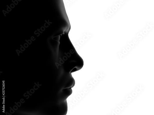 Human Man Head isolated on White 3D Rendering