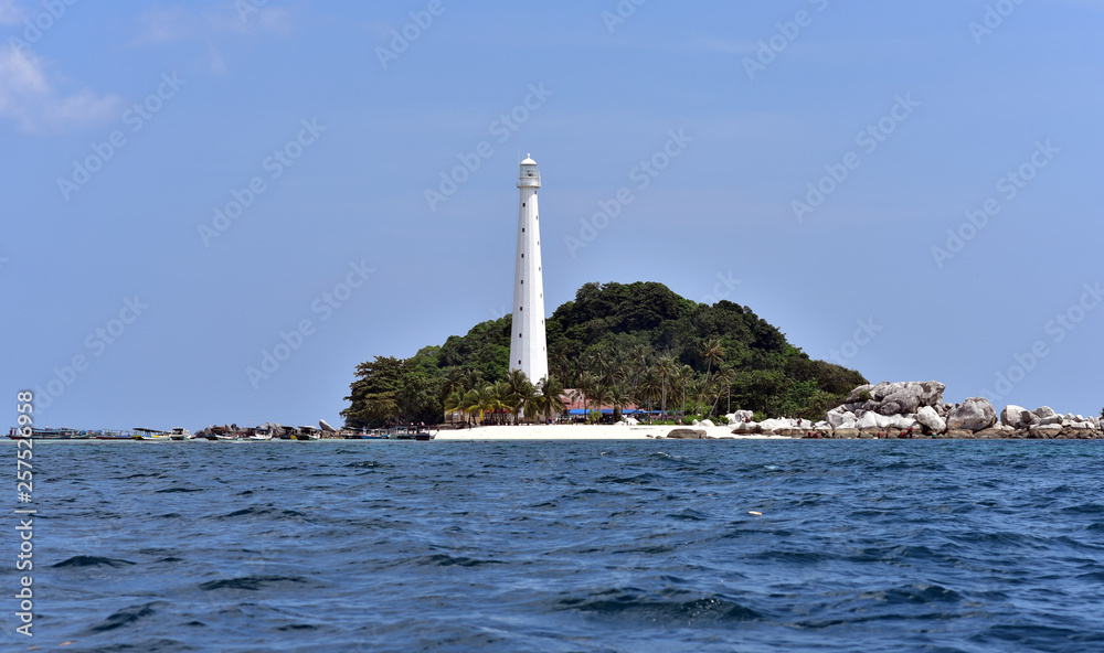 Lengkuas Island. is an outlying island famous for its century-old lighthouse that is still active to this day, Belitung Island, Indonesia