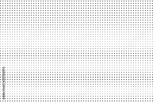 Black and white halftone vector background. Horizontal gradient on regular dotwork texture. Sparse dotted halftone