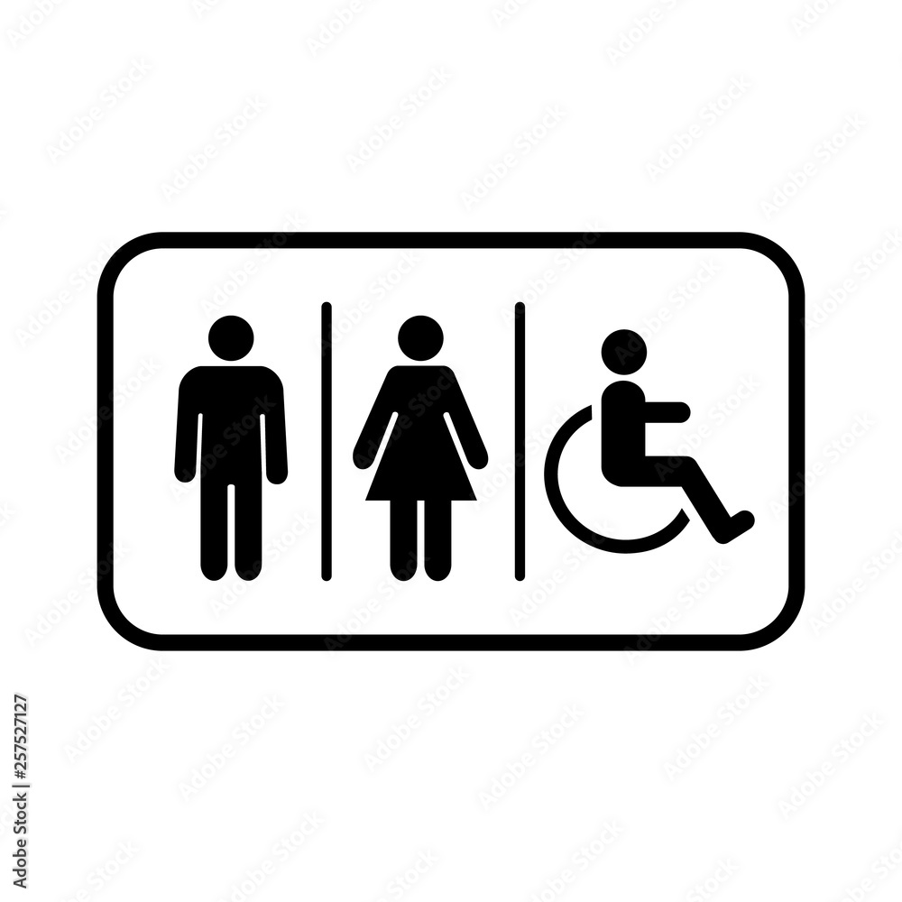 Lavatory Icon. Rest Room Signage. Toilet Symbol Vector Illustration Logo Template.