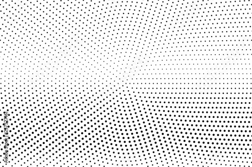 Black and white halftone vector background. Horizontal gradient on micro dotwork texture. Centered dotted halftone