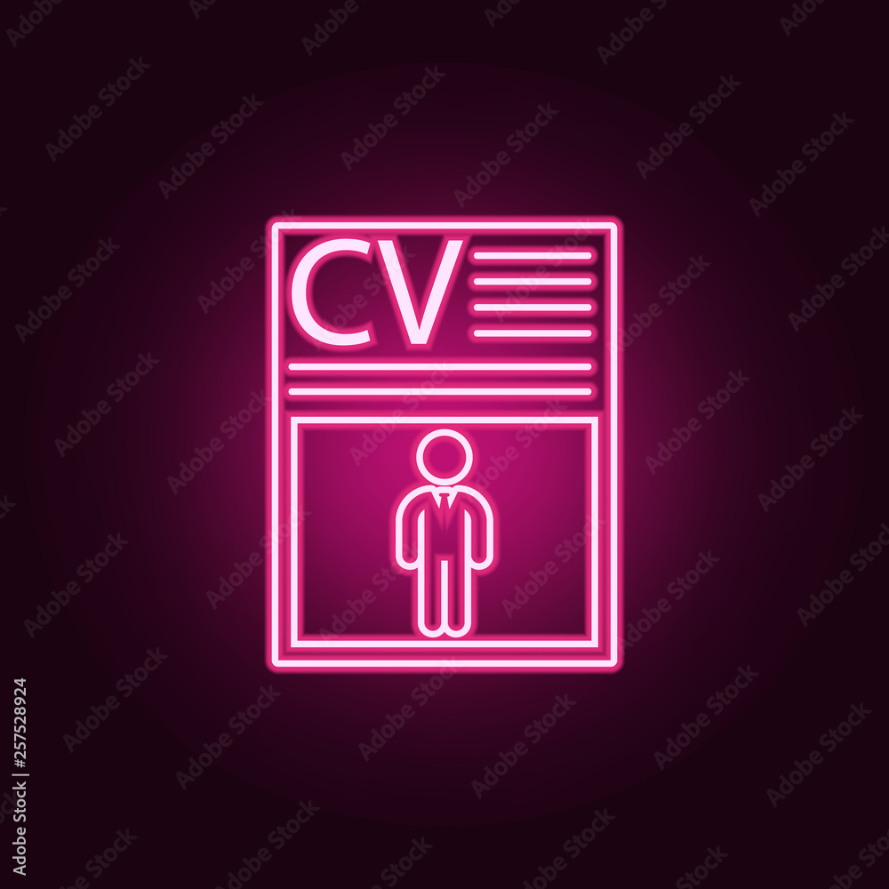 resume of the employee icon. Elements of HR & Heat hunting in neon style icons. Simple icon for websites, web design, mobile app, info graphics resume of the employee icon. Elements of HR & Heat hunting in neon style icons. Simple icon for websites, web design, mobile app, info graphics