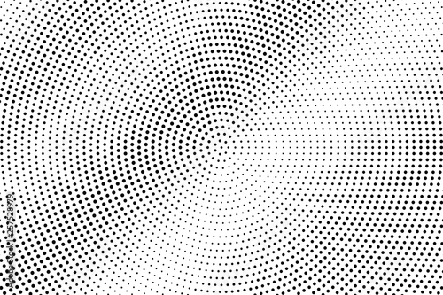 Black and white halftone vector background. Diagonal gradient on frequent dotwork texture. Round dotted halftone.