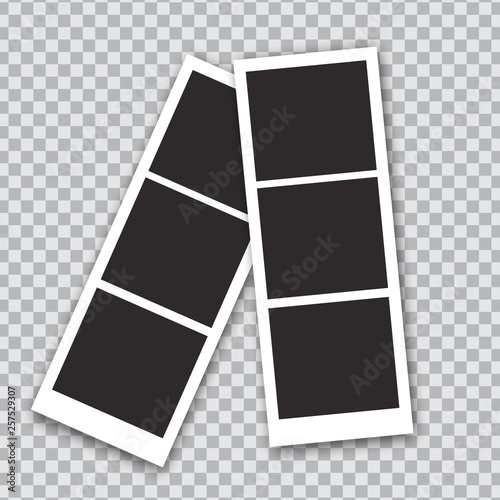 Squared photo template  isolated on transparent background. Instant photo trame for social net, documents, fun. Vector illustration