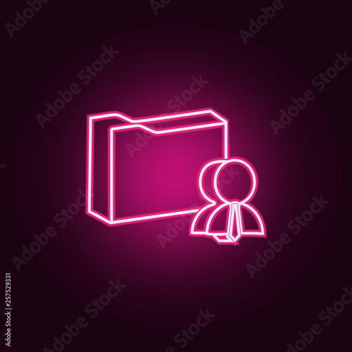 3d folder of employee documents icon. Elements of HR & Heat hunting in neon style icons. Simple icon for websites, web design, mobile app, info graphics