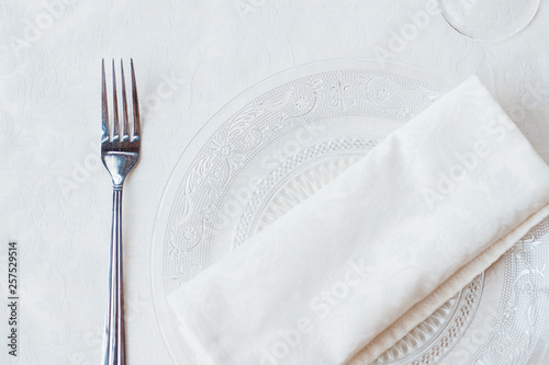 table setting fork knife plate napkin