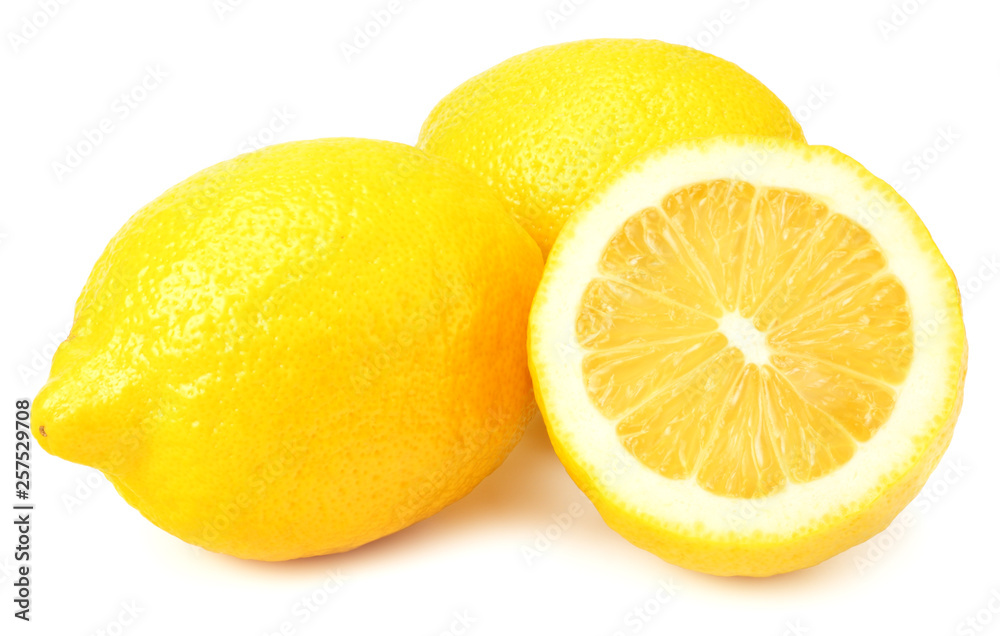 lemon with slices isolated on white background. healthy food lemon with slices isolated on white background. healthy food