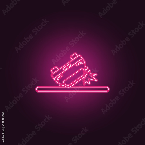 inverted car icon. Elements of insurance in neon style icons. Simple icon for websites, web design, mobile app, info graphics