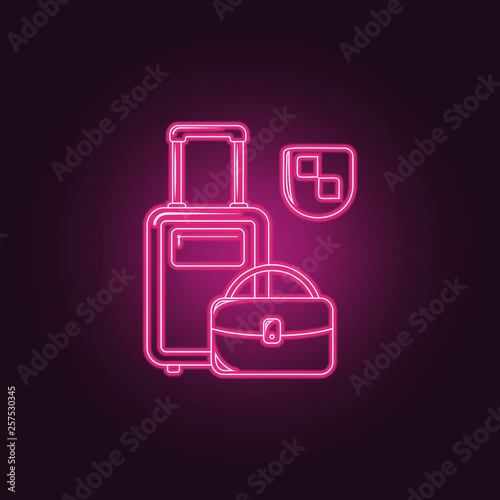 travel insurance icon. Elements of insurance in neon style icons. Simple icon for websites, web design, mobile app, info graphics