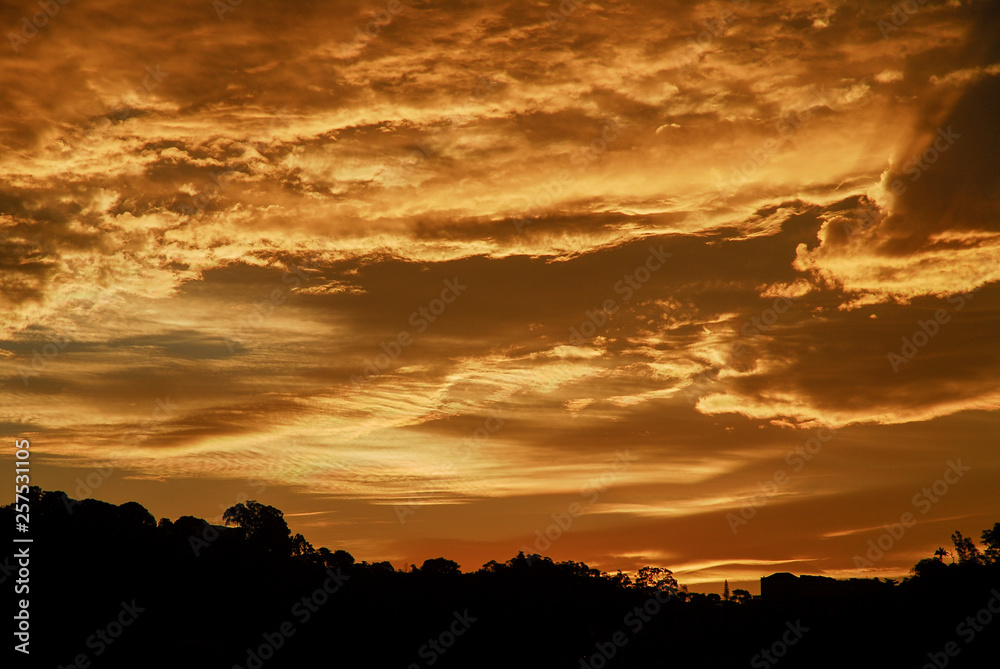 Voluminous clouds lit with sunlight, Rio de Janeiro, Brazil