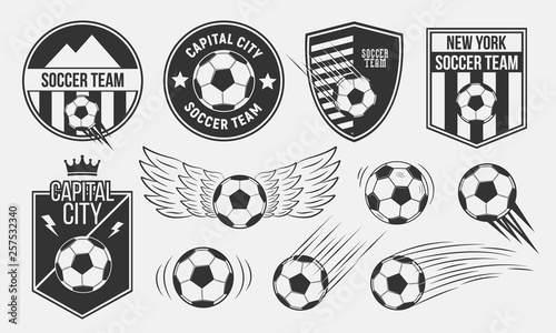 Soccer  football emblems templates. Soccer team emblems  labels  logos. Vector illustration