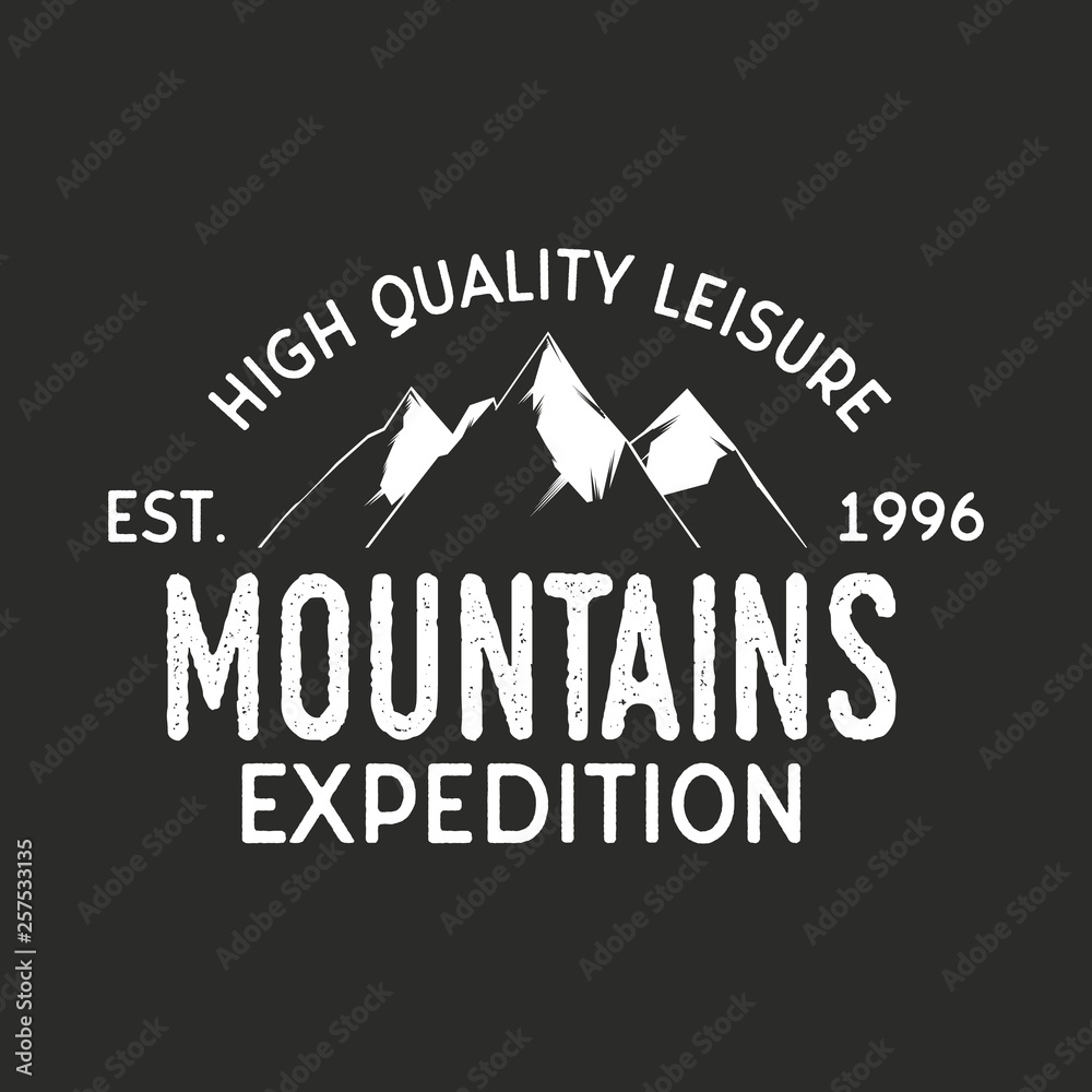 Mountain expedition logo isolated on a black background. Vector logo template.