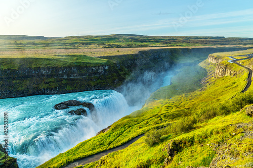 A view of Gullfoss waterfall in Iceland