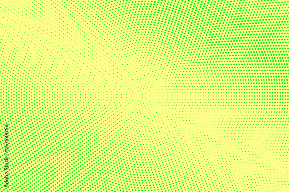 Obraz premium Yellow green halftone vector background. Micro halftone texture. Pale dotwork gradient. Vibrant dotted halftone
