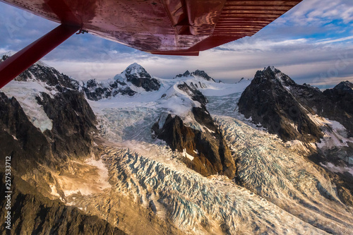 View from airplane flying over Denali National Park, Alaska, USA photo