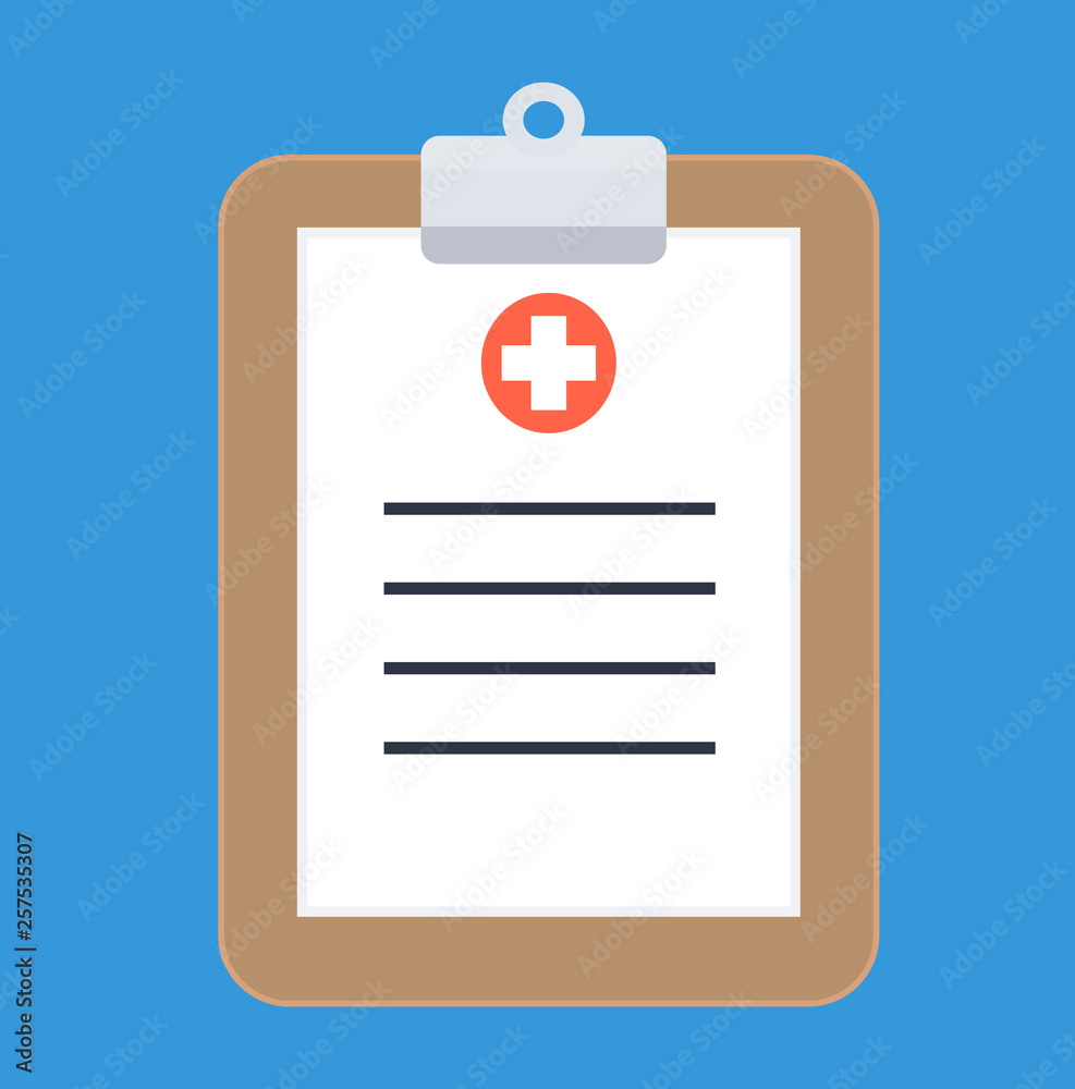 Medical Clipboard on Blue Background. Vector Illustration. Medical Clipboard on Blue Background. Vector Illustration.