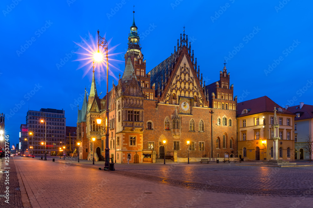 City hall on Market Square in Wroclaw, Poland