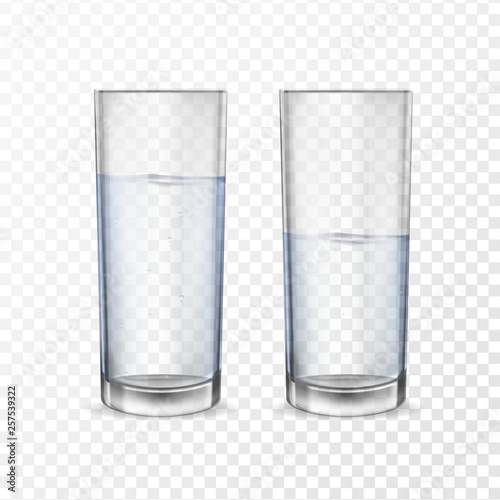 Realistic glasses for drinks with water