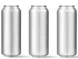 Realistic aluminum cans with water drops