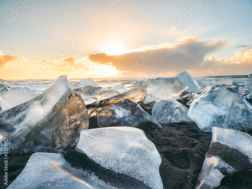 Ice chunks on Jokulsarlon beach, Iceland