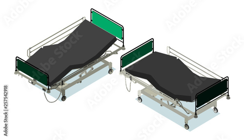Isometric  hospital bed isolated on white background. Vector illustration