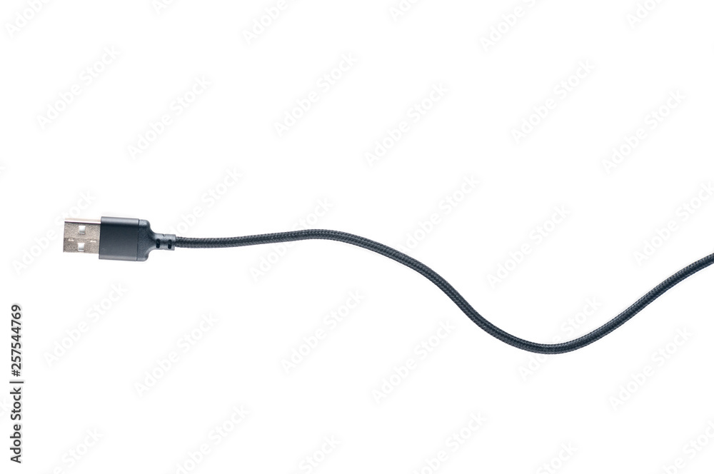 USB cable and mini close up on white USB cable and mini close up on white