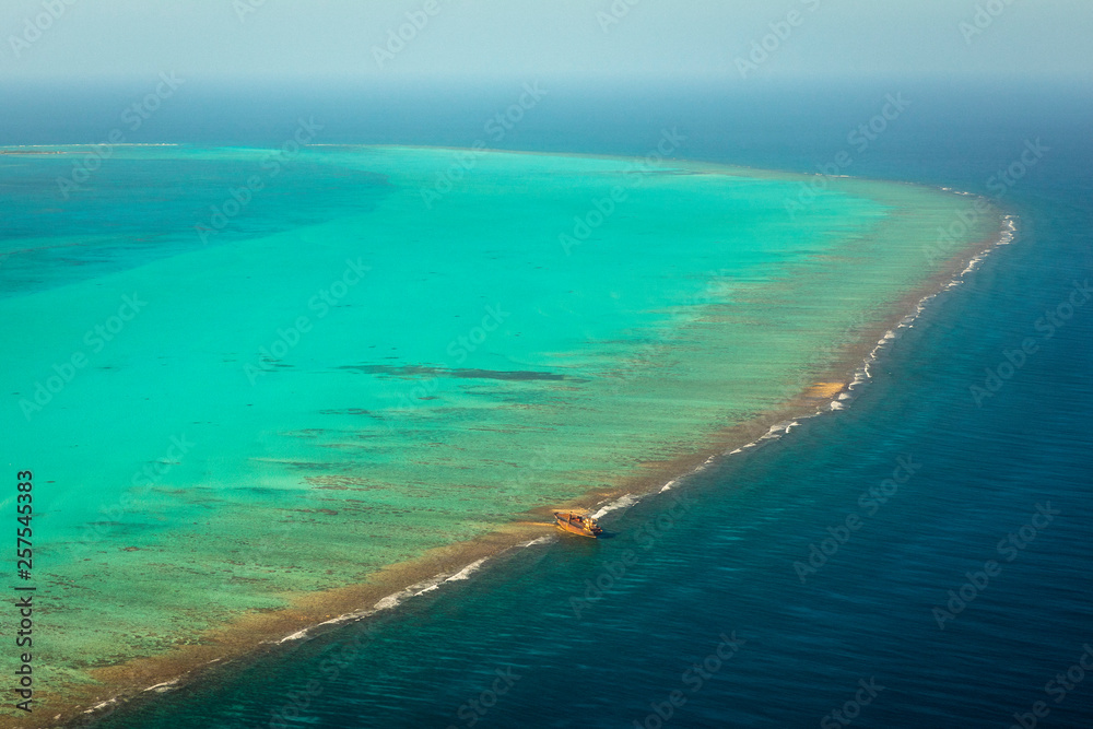 Scenic view of boat in ocean
