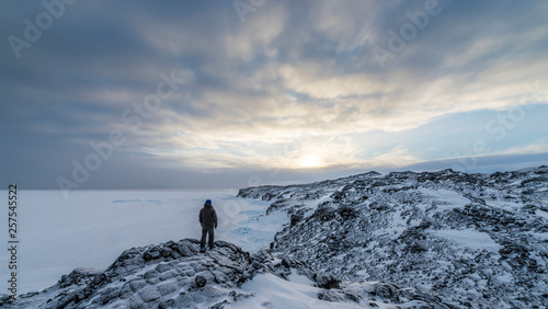 Looking north toward the Ross Sea from Cape Royds, on Ross Island, Antarctica.