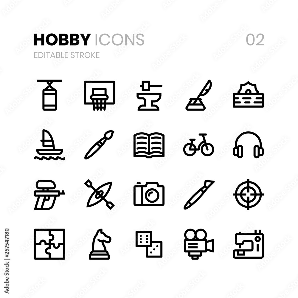Fototapeta Hobby Line Icons 02