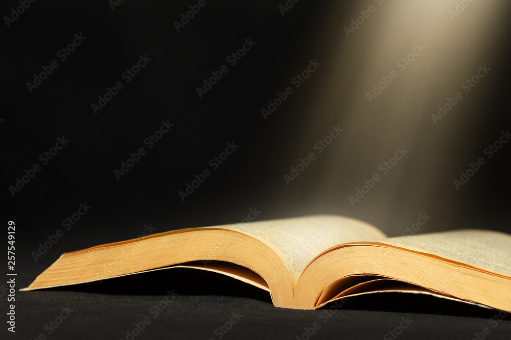 Open book with light beam and copy space Open book with light beam and copy space