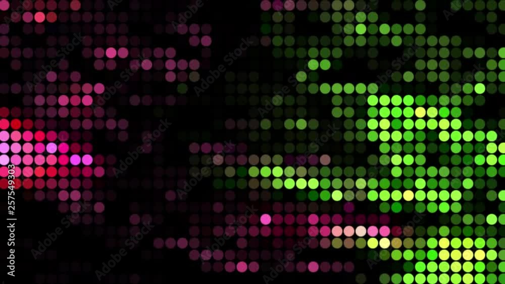 Round Pixel Dots Video LED Wall Backdrop fast movement to the left. Moving Colorful Surface. Pixaleted Color Cloud Dust Animation. Round Pixel Dots Video LED Wall Backdrop fast movement to the left. Moving Colorful Surface. Pixaleted Color Cloud Dust Animation.