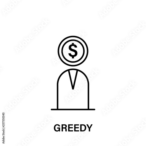 user, greedy, dollar, head icon. Element of human positive thinking icon. Thin line icon for website design and development, app development. Premium icon