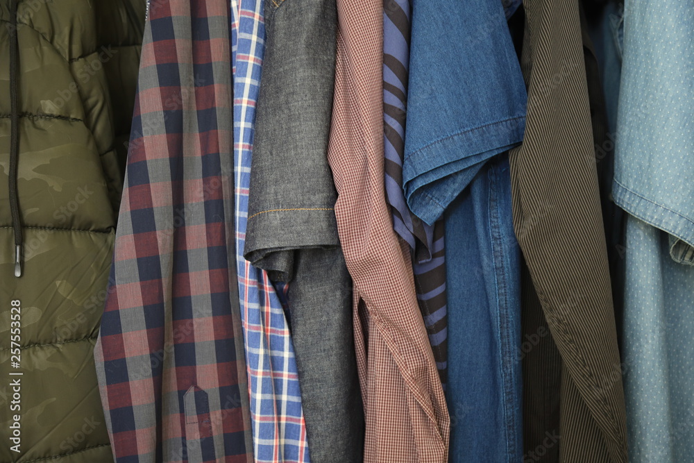 Clothes in the wardrobe. Clothes in the wardrobe.