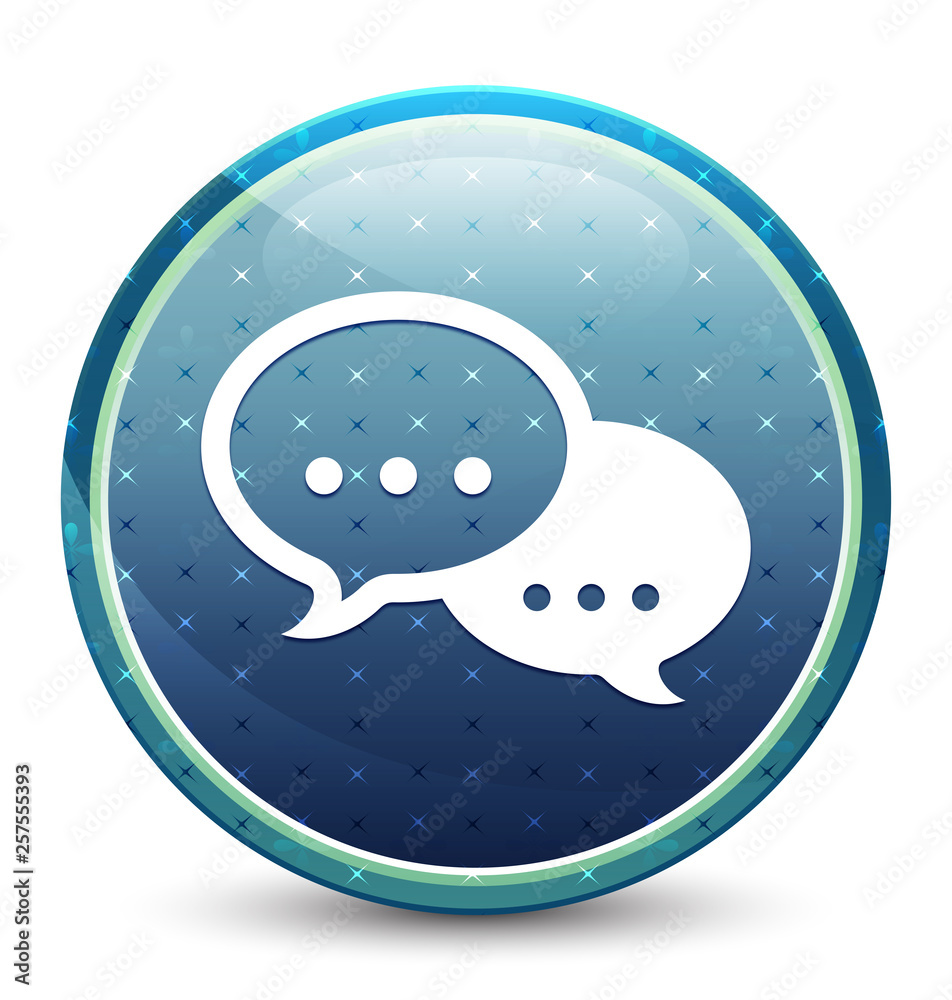 Talk bubble icon shiny sky blue round button Talk bubble icon shiny sky blue round button