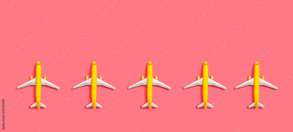 Toy miniature airplanes overhead view flat lay Toy miniature airplanes overhead view flat lay
