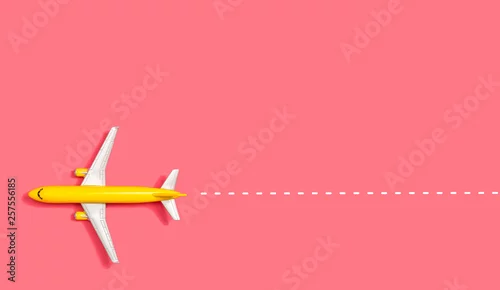 Obraz Widok z lotu ptaka zabawka miniaturowy samolot nad głową