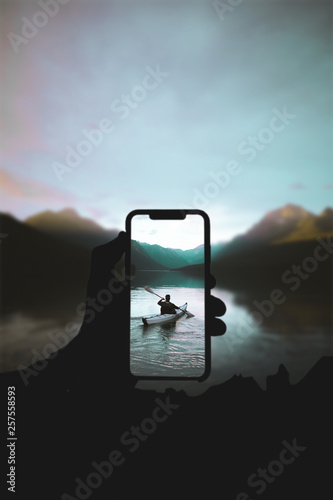 man in a canoe