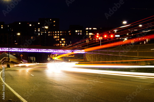 Car Light Streaks from Busy Road in Rosslyn, VA © Jeremy Galliani