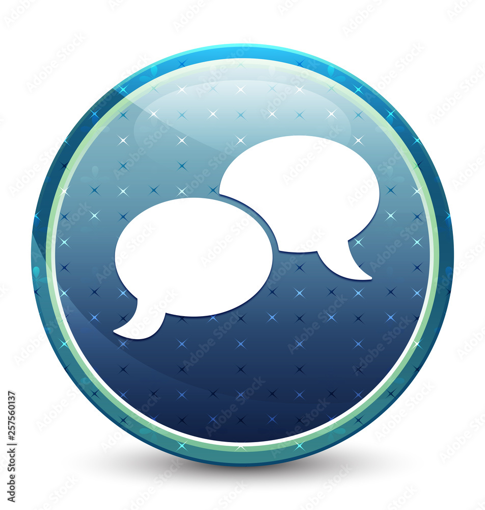 Chat bubble icon shiny sky blue round button Chat bubble icon shiny sky blue round button