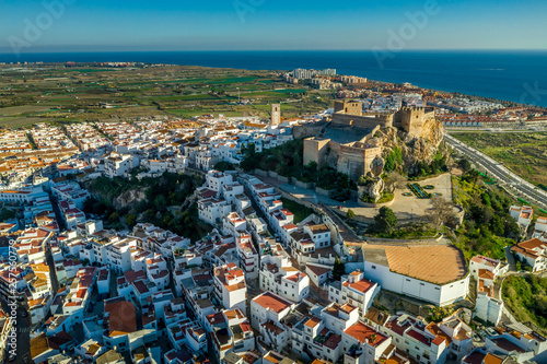 Konstfotografi Salobrena castle and hilltop town along the Mediterranean sea in Andalusia Spain