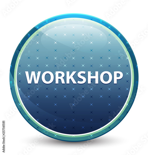 Workshop shiny sky blue round button
