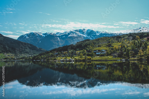 norwegian fjord and mountain town © Dan
