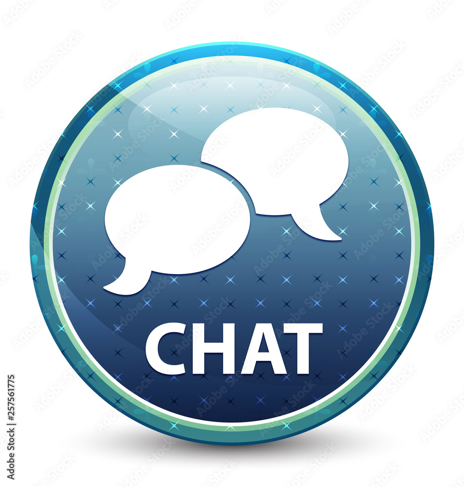 Chat shiny sky blue round button Chat shiny sky blue round button