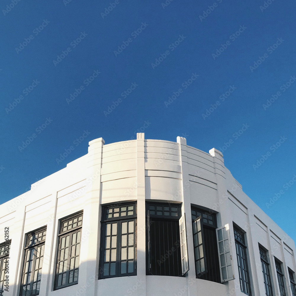 White facade and blue sky