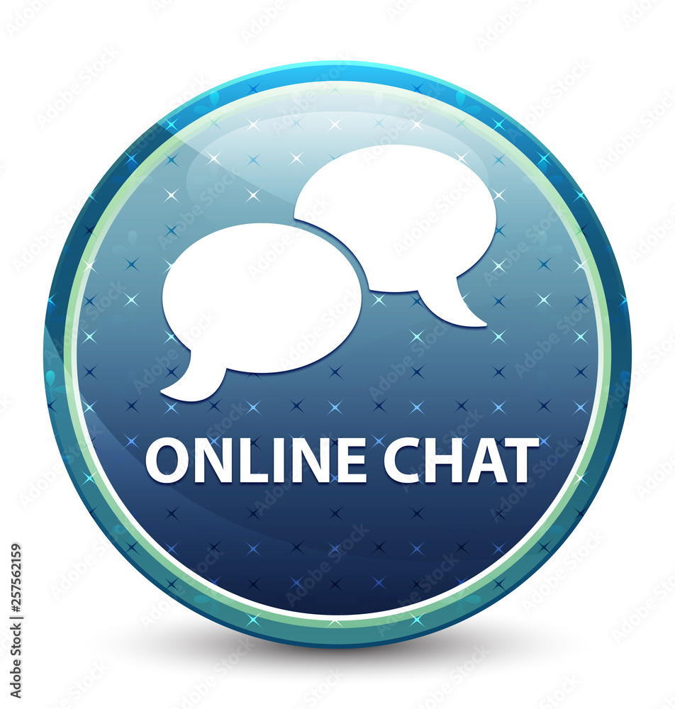Online chat shiny sky blue round button Online chat shiny sky blue round button