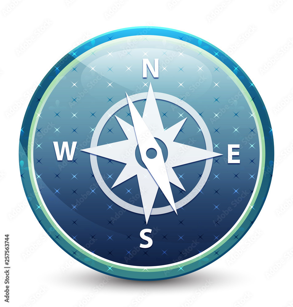 Compass icon shiny sky blue round button Compass icon shiny sky blue round button