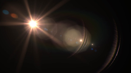 Lens flare  glow light effect  on black background. Easy to add overlay or screen filter over photos 