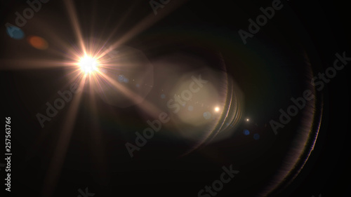 Fotografie, Tablou Lens flare  glow light effect  on black background