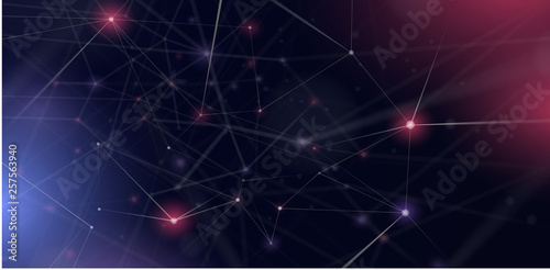 Purple abstract communication background with shiny network pattern.